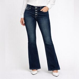 New True Religion Becca Button Front Flap Boot Dark Wash 29